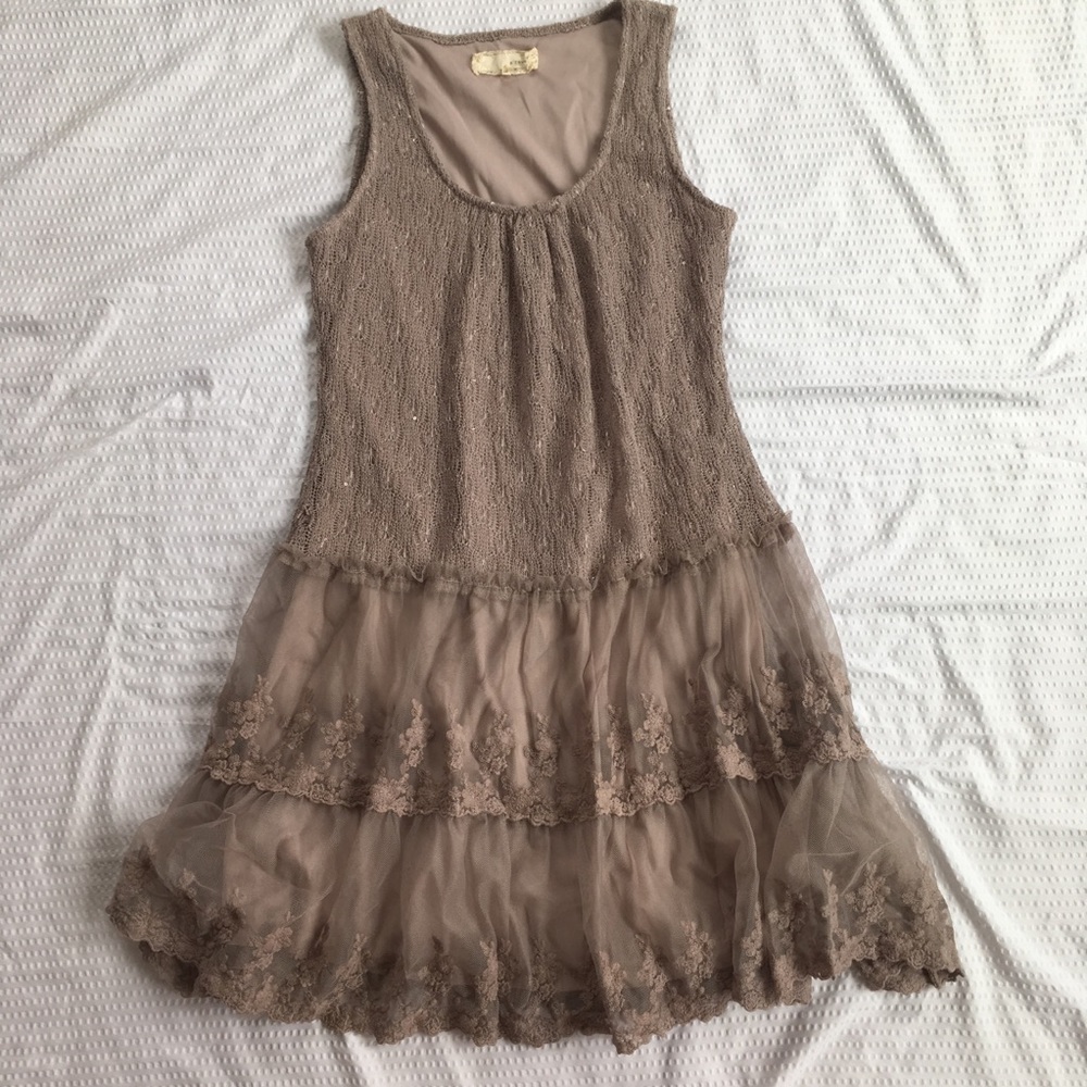 ModCloth Drop Waist Crochet & Tulle Dress